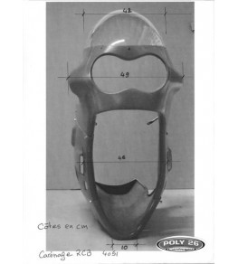 Carénage en 4 parties RCB Réplica vue de face avec dimensions
