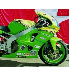 Carénage en 2 parties ZX6R 98-99 monté et peint en vert Kawasaki