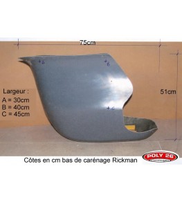 Carénage en 2 parties Rickman Réplica côtes et dimensions du bas de carénage 