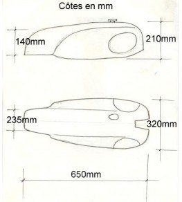 Cache réservoir polyester type Manx côtes et dimensions